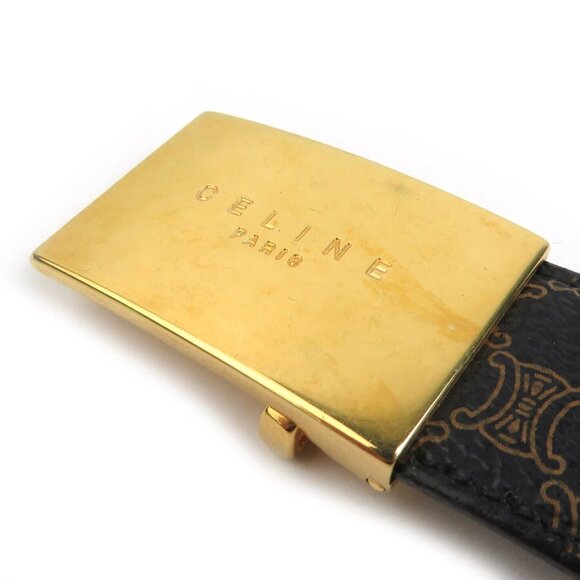 Auth CELINE Macadam Belt Black/Brown/Gold PVC/Metal - Picture 6 of 8